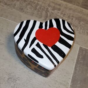 Animal Themed Ceramic Heart Keepsake Box